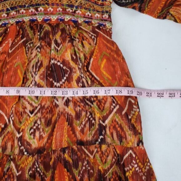 New Desigual Boho Women's Maxi Dress Gold Metallic Thread Sz 6 African Friez… - Picture 13 of 15